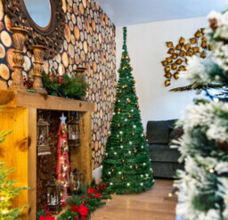 Shatchi 6Ft Prelit Pop Up Christmas Tree With Warm White Led Lights And Gold Baubles - thumbnail 3