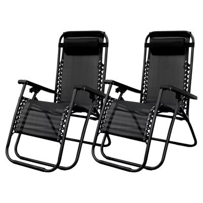 Mantraraj Set Of 2 Zero Gravity Chairs Garden Recliner Chairs With Adjustable Head Rest Folding Sun Loungers With Headrest Pillow - image 1