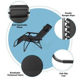 Mantraraj Set Of 2 Zero Gravity Chairs Garden Recliner Chairs With Adjustable Head Rest Folding Sun Loungers With Headrest Pillow - thumbnail 3
