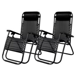 Mantraraj Set Of 2 Zero Gravity Chairs Garden Recliner Chairs With Adjustable Head Rest Folding Sun Loungers With Headrest Pillow - thumbnail 1