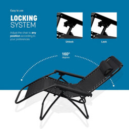 Mantraraj Set Of 2 Zero Gravity Chairs Garden Recliner Chairs With Adjustable Head Rest Folding Sun Loungers With Headrest Pillow - thumbnail 7