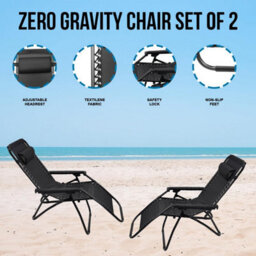 Mantraraj Set Of 2 Zero Gravity Chairs Garden Recliner Chairs With Adjustable Head Rest Folding Sun Loungers With Headrest Pillow - thumbnail 5