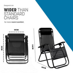 Mantraraj Set Of 2 Zero Gravity Chairs Garden Recliner Chairs With Adjustable Head Rest Folding Sun Loungers With Headrest Pillow - thumbnail 6