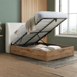 Birlea Double Ottoman Bed Frame White Wooden Boucle Halfden 4Ft 6 135Cm - thumbnail 1