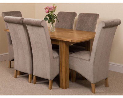 That's Furniture Hampton 120Cm - 160Cm Oak Extending Dining Table And 6 Chairs Dining Set With Montana Grey Fabric Chairs - image 1
