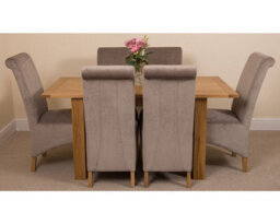 That's Furniture Hampton 120Cm - 160Cm Oak Extending Dining Table And 6 Chairs Dining Set With Montana Grey Fabric Chairs - thumbnail 2