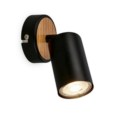 Black Wood Led Wall Light Adjustable Gu10 Reading Spotlight - image 1