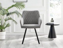 Furniturebox Uk Adley Brown Wood Storage Dining Table & 4 Light Grey Falun Black Leg Chairs - thumbnail 9