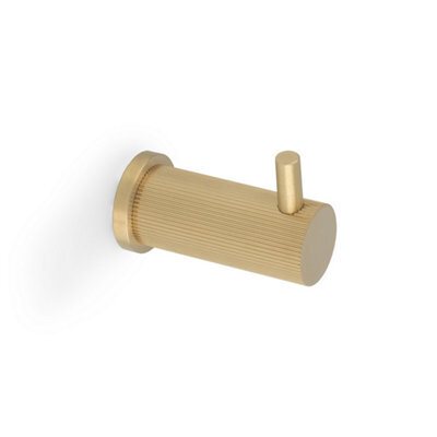Alexander & Wilks Brunel Reeded Coat Hook On 25mm Rose - Satin Brass Pvd