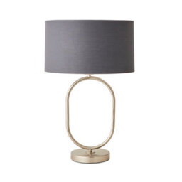 Valuelights Antonia Charcoal With Chrome Inner Drum Shade Brushed Chrome Oval Table Lamp - thumbnail 7