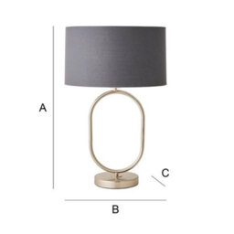 Valuelights Antonia Charcoal With Chrome Inner Drum Shade Brushed Chrome Oval Table Lamp - thumbnail 8