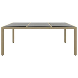 Walplus Garden Table 200X150X75 Cm Tempered Glass And Poly Rattan Beige - thumbnail 2