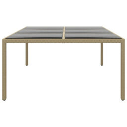 Walplus Garden Table 200X150X75 Cm Tempered Glass And Poly Rattan Beige - thumbnail 3