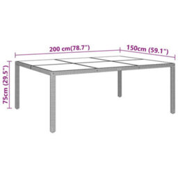 Walplus Garden Table 200X150X75 Cm Tempered Glass And Poly Rattan Beige - thumbnail 5
