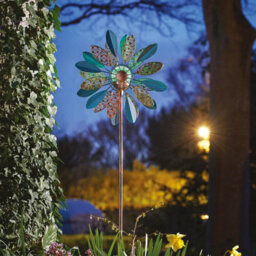 Daisy Wind Spinner With Solar Powered Crackle Glass Globe - Outdoor Decoration With Multicoloured Led Lights - H130 X 38 X D17Cm - thumbnail 4