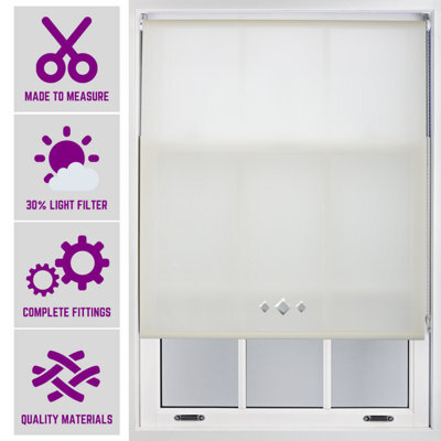FURNISHED Roller Blind With Triple Diamond Eyelet - Made To Measure Cream Roller Blind (W)120Cm X (L)165Cm - image 1