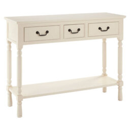 Orsina Pearl White Console Table For Hallway, Pine Wood  Wood Table For Home Décor With 3 Drawers - thumbnail 2