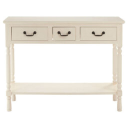 Orsina Pearl White Console Table For Hallway, Pine Wood  Wood Table For Home Décor With 3 Drawers