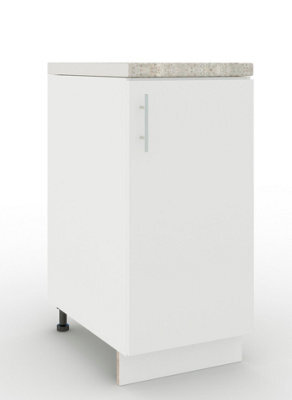 Jd Greta Adjustable Legs Kitchen Base Unit 400mm Storage Cabinet With Door Shelf 40Cm - White Matt With Worktop - image 1