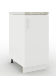 Jd Greta Adjustable Legs Kitchen Base Unit 400mm Storage Cabinet With Door Shelf 40Cm - White Matt With Worktop - thumbnail 1