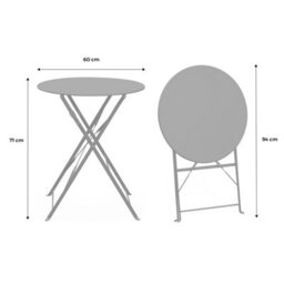 Sweeek - Folding Metal Bistro Garden Table Diam.60Cm Seats 2 Emilia 60Cm Terracotta 60X60X71 Cm - thumbnail 7