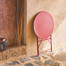 Sweeek - Folding Metal Bistro Garden Table Diam.60Cm Seats 2 Emilia 60Cm Terracotta 60X60X71 Cm - thumbnail 3