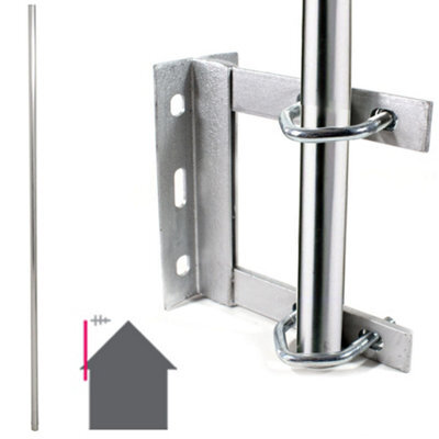 Galvanised Tv Aerial Wall Mounting Kit Straight 6 Foot Pole Mast Outdoor Bracket