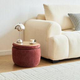 Nordlys Terracotta Bouclé Pouf With Storage Vintage Style Living Room - thumbnail 3
