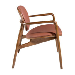 Angel Cerda Stylish Brown And Walnut Leatherette Armchair For Modern Homes - thumbnail 5