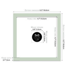"5X5"" Mint Green Picture Frame - 5X5"" Square Frame With 1X1"" Mount For 5X5""/1X1"" Pictures Luxurious Style Thin Edge, 1 Pack" - thumbnail 2