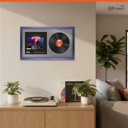 "30X17"" Purple Modern Vinyl Record Frame With Mid Grey Mount For 12 Inch Lp Album Cover & Disc - Ak Frames" - thumbnail 5