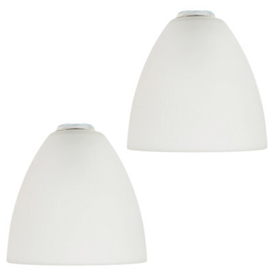 Happy Homewares Stylish Pair Of Frosted White Glass Shades With Classic Shape For E14 And E27 - image 1