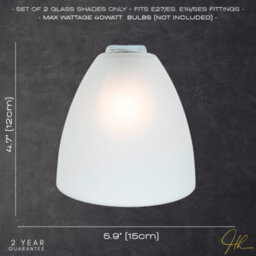 Happy Homewares Stylish Pair Of Frosted White Glass Shades With Classic Shape For E14 And E27 - thumbnail 7