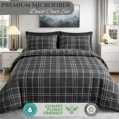 Lazzaro Luxury Microfiber Double Duvet Cover Set Reversible Bedding Sets Hypoallergenic With Zipper Closure - image 1