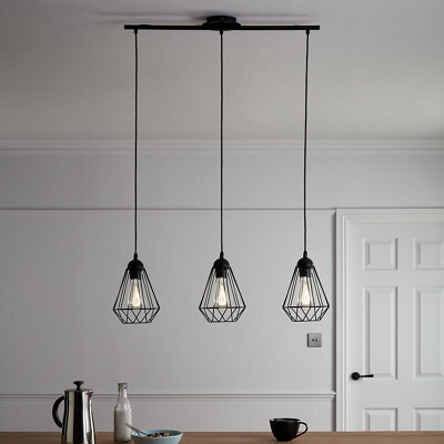 GoodHome Smertrio Matt Black 3 Lamp Pendant Ceiling Light, (Dia)175mm - image 1