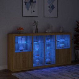 Berkfield Sideboard With Led Lights Sonoma Oak 202X37X100 Cm - thumbnail 5