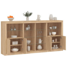 Berkfield Sideboard With Led Lights Sonoma Oak 202X37X100 Cm - thumbnail 1
