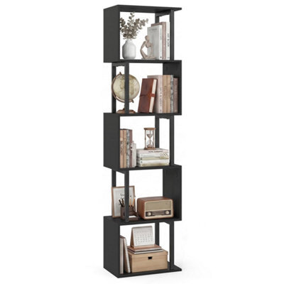 5-Tier Modern Bookshelf Tall S-Shaped Geometric Bookcase - image 1