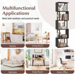 5-Tier Modern Bookshelf Tall S-Shaped Geometric Bookcase - thumbnail 5