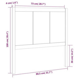 Berkfield Bed Headboard Grey 80.5X4X100 Cm Solid Pine Wood - thumbnail 6
