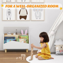 Costway Wooden Toy Box Kids Toy Storage Organizer Chest Flip-Top Lid Bookcase Display - thumbnail 7