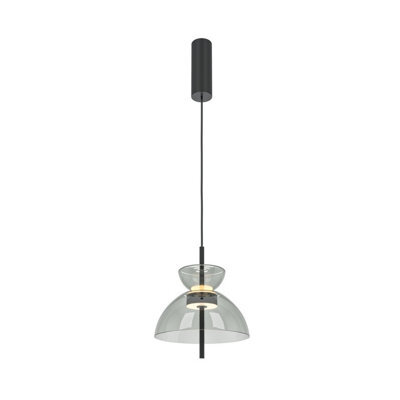 Luminosa Lighting Luminosa Bangkok Ii Modern 25Cm Dome Pendant Ceiling Light Black 3000K 1300Lm Grey Shade - image 1