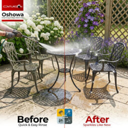 Centurion Supports Oshowa Garden And Patio Table And 4 Large Chairs Bistro Set - Black With Green Cushions - thumbnail 6