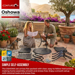 Centurion Supports Oshowa Garden And Patio Table And 4 Large Chairs Bistro Set - Black With Green Cushions - thumbnail 8