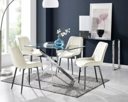 Furniturebox Uk Leonardo 4 Table And 4 Cream Pesaro Black Leg Chairs