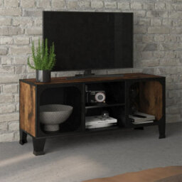 Walplus Tv Cabinet Rustic Brown 105X36X47 Cm Metal And Mdf - thumbnail 1