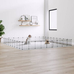 Walplus 36-Panel Pet Cage With Door Black 35X35 Cm Steel