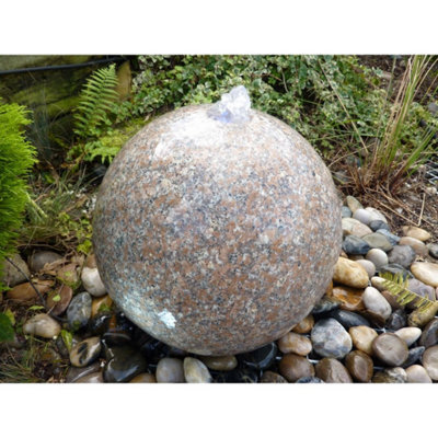 Buttercup Farm Granite Sphere Drilled Garden Water Feature With Pump, Light, Reservoir And Grid - 60Cm Dia - Polished Grey - image 1