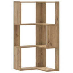 Berkfield Elegant Corner Bookcase 3-Tier Artisian Oak 50X50X102 Cm Engineered Wood