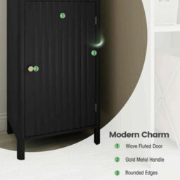 1.7M Tall Bathroom Cabinet Storage Cupboard Narrow Organizer Black - thumbnail 3